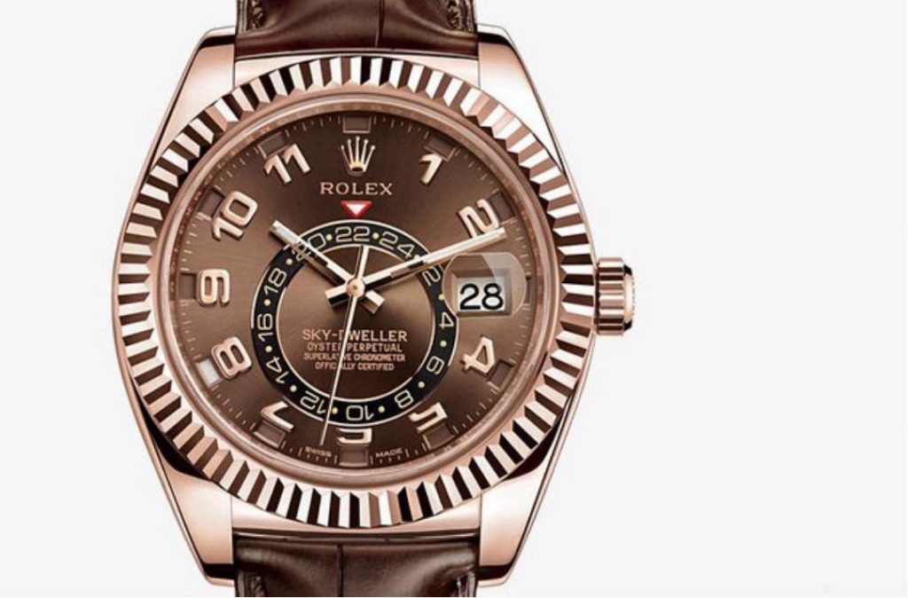 Rolex Sky-Dweller fake watches for sale adapt arabic numeral time scales.