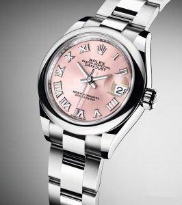 Replica Rolex watches for ladies adapt beautiful pink dials.
