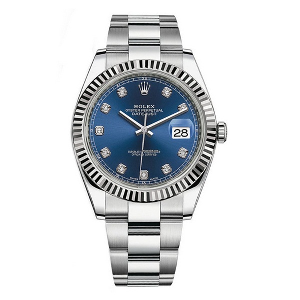 Diamonds plating time scales are luxury in blue dials fake watches.