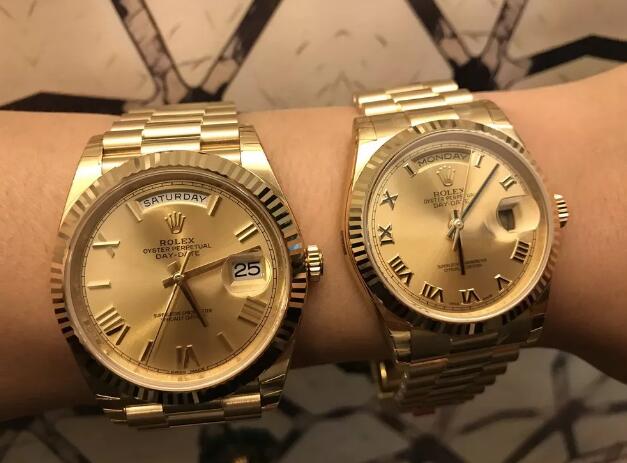 Gold Rolex Day-Date has been favored by many watch lovers with its classic design.