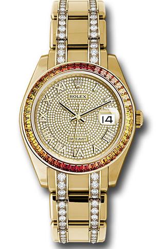 The gold copy watches have diamond-paved dials.