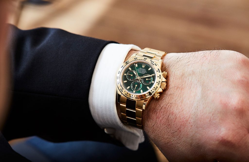 The 18ct gold fake watches have three chronograph sub-dials.