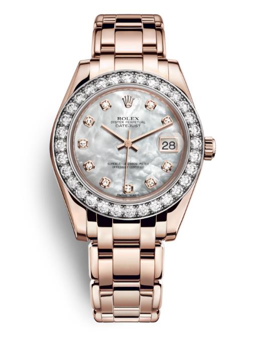 The 34 mm fake watches are decorated with diamonds.