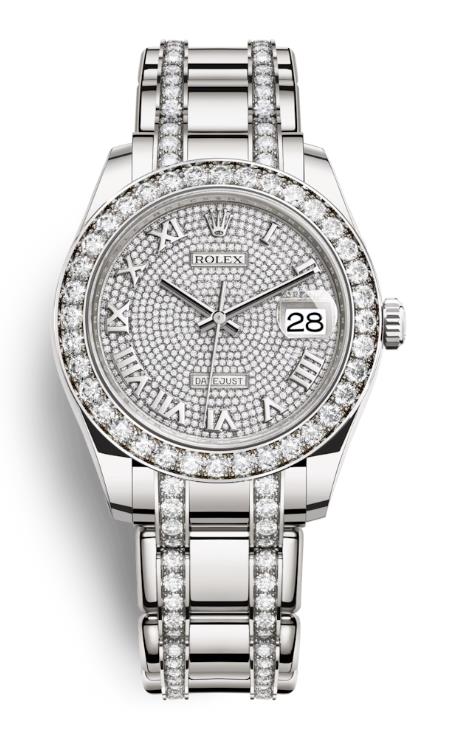The male copy watches have diamond-paved dials.