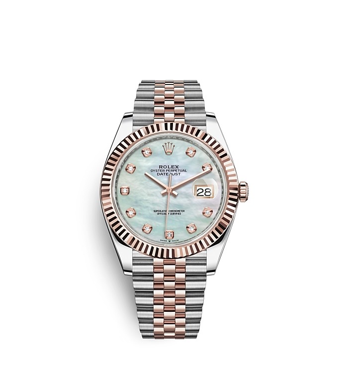 Rolex Datejust M126331 replica watches feature the mother-of-pearl dials.